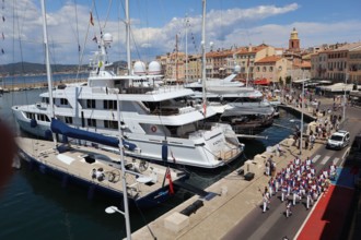 Saint-Tropez, France Mai 16th 2023  Saint-Tropez France - At the dawn of these 465th Bravades on May 16, 17 and 18, several moments will mark these last days. The stroll of the Yoyes on Sunday will ma...