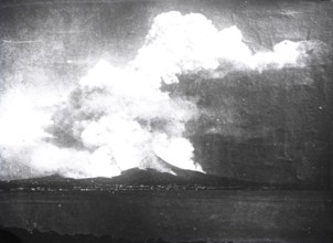 Eruption de la Montagne Pelée (1902), vue de la mer.