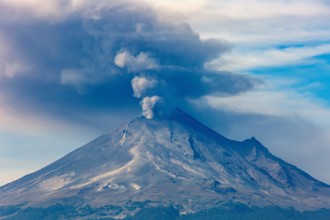 Eruption at Popocatépetl Volcano. Puebla, Mexico