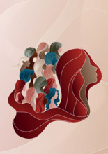 Group silhouette of multicultural women. International women's day. Diversity - inclusion - equality or empowerment concept. Anti racism. Poster