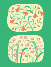 Set of Colorful Flowers Blooming Clip Art in Flat Design Illustration