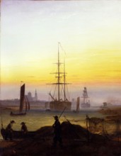 The Greifswald harbor.  Caspar David Friedrich. c. 1818/1820.
