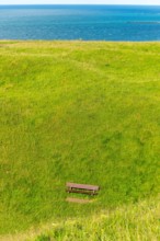 Bench in a closed depression with no sight at all, High Sea island Helgoland, North Sea, Schleswig-Holstein, County Pinneberg, North Germany