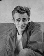James Dean Portrait in Black Jacket and Heat Turn to the Left with Left Arm Rest on the Right Leg (Credit Image: © Movie Star News via ZUMA Press Wire Service)