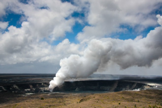 Halemaumau Crater - as seen from Halema'uma'u Crater Overlook along Crater Rim Drive at Kilauea Volcano National Park, Hawaii