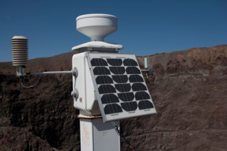 Volcanological monitoring station used in volcanology to detect impending eruptions of Mount Vesuvius. Monte Vesuvio, Italy.