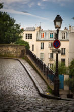 Alley on the butte of Montmartre in Paris, France