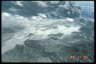 This image captures the ash plume from Mount Pinatubo’s eruption on June 29, 1991, over Marella Valley. The eruption of Pinatubo was one of the most significant volcanic events in recent history, impa...