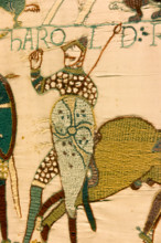 France Normandy, Bayeux, Tapestry panel 57, "Harold slain"