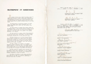 JAPAN INSTRUMENT OF SURRENDER document signed on USS Missouri in Tokyo Bay on 2 September 1945