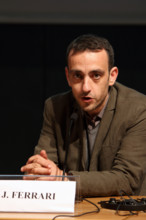 French writer Jérôme Ferrari (born in 1968) participating in a debate at Torino Book Fair. Ferrari won Prix Goncourt in 2012.