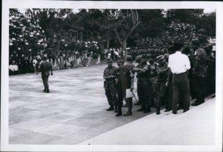 Oct. 10, 1965 - Army Chief of Staff, Maj. General Suharto left in jungle suit - and Brig. Gen. Sabur, head of Tjakabirawa Suk
