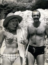 Aug. 03, 1967 - Sean Connery Wife Diane Cilento on Beach Villa Cap Antibes