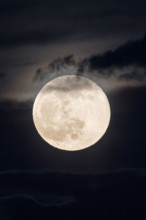 Full moon rising over Rocky Mountains, Salida, Colorado, USA