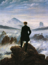 WANDERED ABOVE A SEA OF FOG  Painted in 1818 by German Romantic artist Caspar David Friedrich