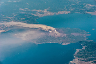 Aerial view of Sakurajima Island in Japan