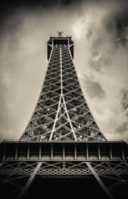 Retro Paris Eiffel Tower With Stormy Sky
