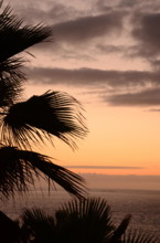 Picturesque and moody twilight over southern tenerife, canary islands, spain