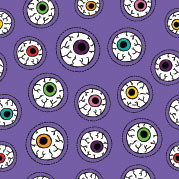 Hand drawn eyeball seamless pattern with human eye stitch patch icons in vibrant color. EPS10 vector.
