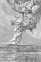 KRAKATOA Volcanic Eruption Krakatau, Sunda straits. Sumatra Java 1883. The Illustrated London News