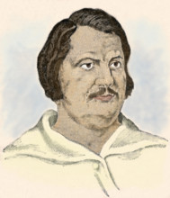 Honore de Balzac. French writer and journalist. Critic and printer (1799-1850) 19th Century. Engraving. Later colouration
