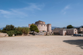 Corsica: the Citadel of Saint-Florent, popular summer vacation spot on the western coast known as the corse Saint-Tropez, built in 1439