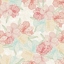Abstract vintage seamless flower pattern with orchid