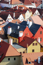 Typical houses of Cesky Krumlov seen from the city's castle, Bohemia, Czech Republic