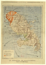 . Français : 'Le Désastre de Saint-Pierre'. Carte de la Martinique. English: 'The Disaster of Saint-Pierre'. Map of Martinique.  . 1902. 2013-11-02. Eugène Letot(+1941). Upload, stitch and restoration...