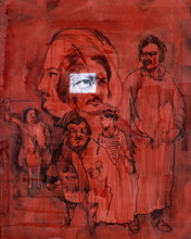 Honoré de Balzac (1799 – 1850); French novelist and playwright. 1999 Portrait on a poster by Raymond Moretti (1931-2005), a French painter and sculptor.
