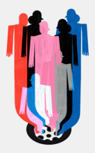 Time of human life. Conceptual and colorful illustration about the old age, senior, time, life and the end of life. Concept of human life time.