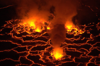 Lava pit in Mount Nyiragongo