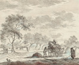 Landscape with hay wagon, Johannes Janson, 1783. Reimagined by Gibon. Classic art with a modern twist reimagined