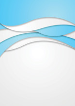 Abstract bright blue corporate wavy flyer design. Vector background