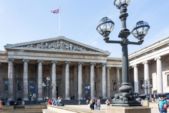 Main entrance, The British Museum, Great Russell Street, Bloomsbury, Greater London, England, United Kingdom