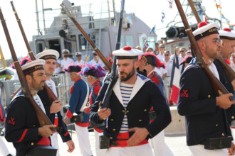 461e BRAVADE SAINT TROPEZ, FRANCE May 16 2019, Port de Saint Tropez, Cote dAzur (The Bravade Saint - Tropez is an old provincial tradition...
