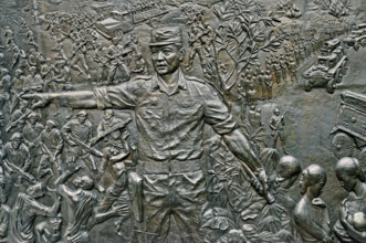 jakarta, dki jakarta/indonesia - april 20, 2009: detail of the relief at pancasila sakti  memorial site