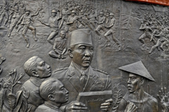 jakarta, dki jakarta/indonesia - april 20, 2009: detail of the relief at pancasila sakti  memorial site