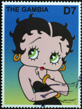 Famous cartoon Betty Boop on postage stamp