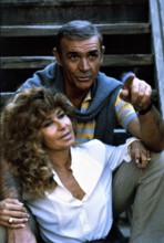 SEAN CONNERY as JAMES BOND 007 and his wife MICHELINE ROQUEBRUNE CONNERY on set location South of France candid NEVER SAY NEVER AGAIN 1983 director Irvin Kershner executive producer Kevin McClory UK/U...