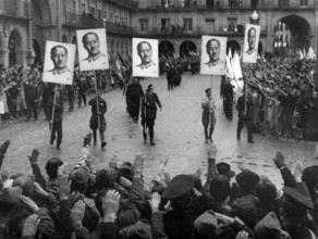 SALAMANCA, SPAIN - 1937 - A fascist parade in Salamanca, Spain, to celebrate the occupation of Gijón by Francoist troops - Photo: Geopix