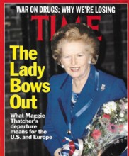 Time Magazine front cover announcing the resignation of Prime Minister Thatcher in November 1990.