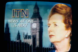 Margaret Thatcher Prime Minister, her resignation speech on 22 11 90 in the House of Commons as shown live on television 1990 1990s UK HOMER SYKES