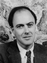 This image is a cropped portrait of Roald Dahl, the famous British author known for his children's books and imaginative storytelling.