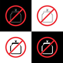 Buy Nothing Day. Social event concept. Linear line, line art. Purse in strikethrough circle. 4 design options.