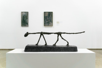 Alberto Giacometti The Cat bronze sculpture exhibited at Basel Kunstmuseum, Art Museum, Switzerland.