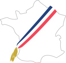 Map of France with the mayor's tricolor scarf