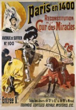 UNIVERSAL EXHIBITION 1900 PARIS IN 1400, RECOVERY OF THE COURT OF MIRACLES René Péan (1875-1940). "Exposition de 1900 : Paris en 1400, reconstitution de la cour des miracles". Paris, musée Carnavalet.