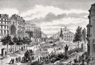 Road construction of the Boulevard du Prince-Eugène, demolition of the theaters, today Boulevard Voltaire, Paris, France, 1862,