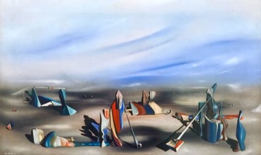 Art of Yves Tanguy named in an indeterminate Place seen in the peggy Guggenheim museum in Venice